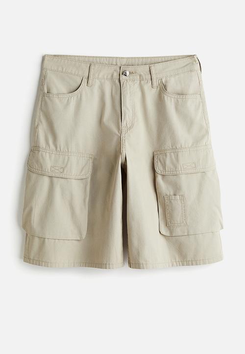 H&M - Canvas cargo shorts - light khaki green