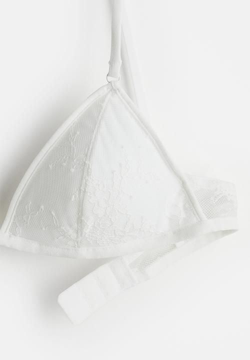 H&M - Padded lace soft bra - white