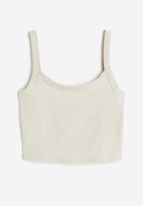 H&M - Cropped strappy top - light beige