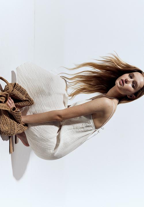 H&M - Tie-detail throw-on dress - cream