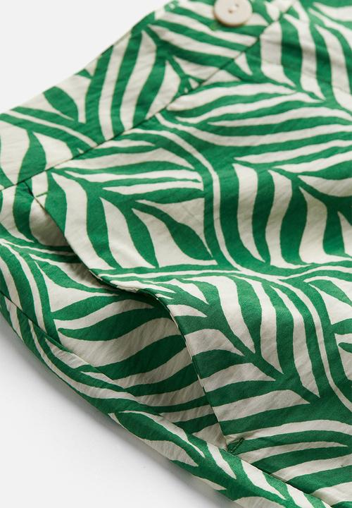 H&M - Wide trousers - green leaf patterned 