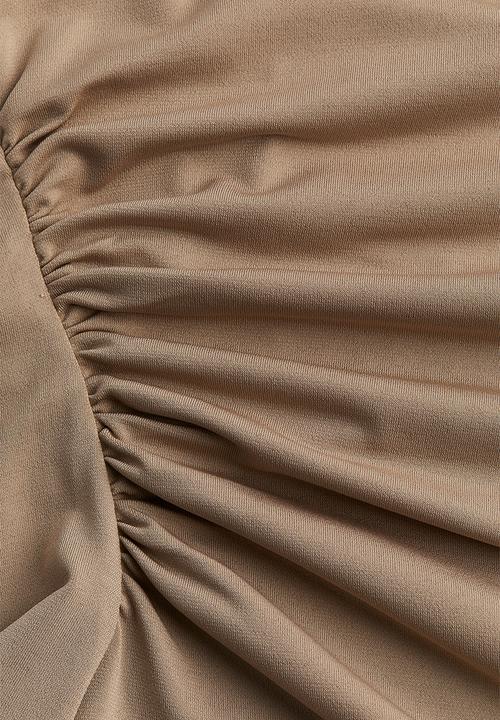 H&M - Gathered midi dress - dark beige