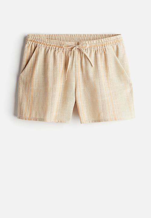 H&M - Linen-blend pull-on shorts - beige striped