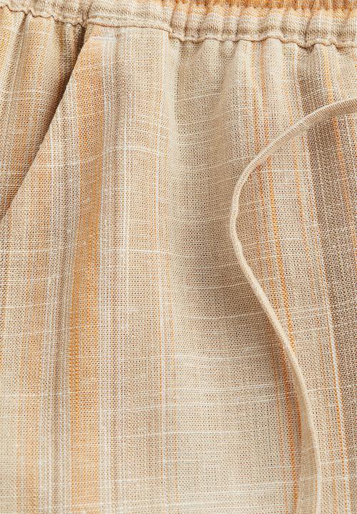 H&M - Linen-blend pull-on shorts - beige striped