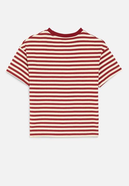 Pop Candy - Striped crew neck tee - red & white