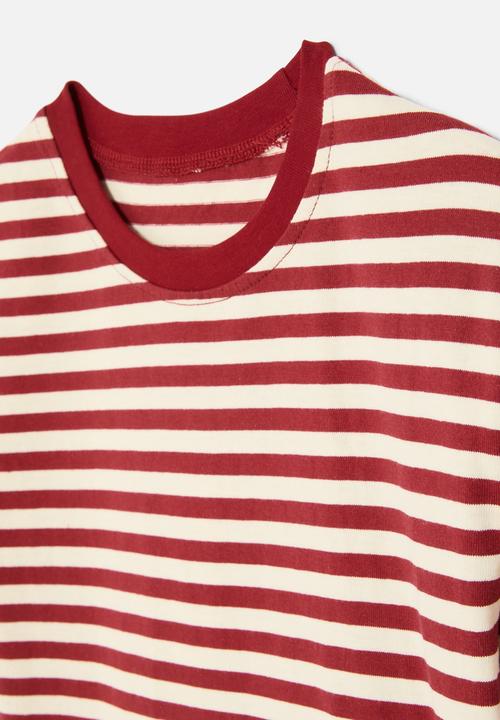 Pop Candy - Striped crew neck tee - red & white