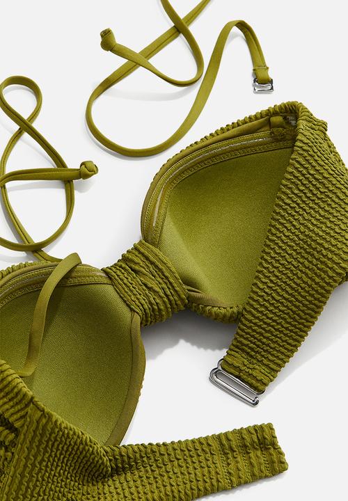 H&M - Padded bandeau bikini top - olive green