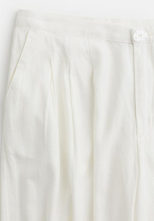 H&M - Linen-blend tailored trousers - cream