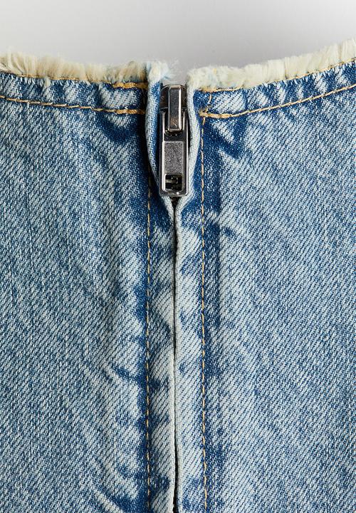 H&M - Frayed-edge denim vest top - light denim blue