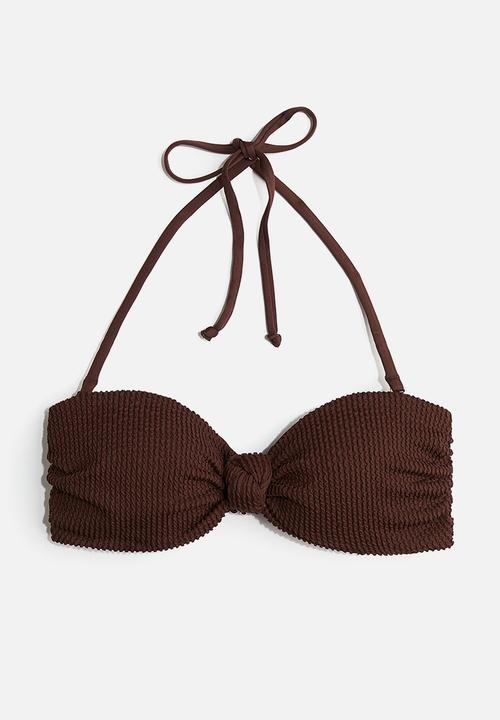 H&M - Padded bandeau bikini top - brown
