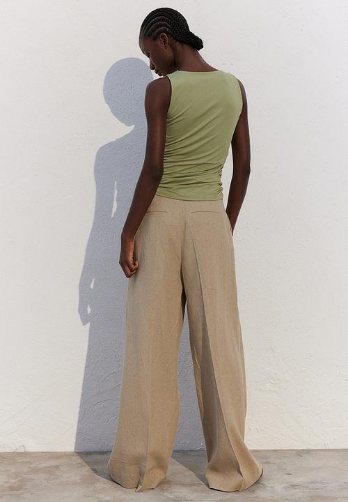 H&M - Draped top - light khaki green