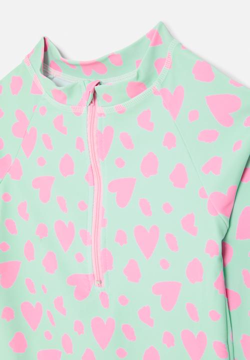 Pop Candy - Heart print swimsuit-blue & pink