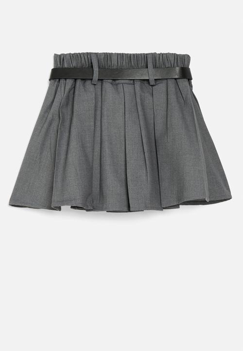 Pop Candy - Belted pleated skirt - grey