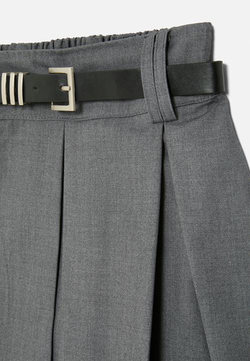 Pop Candy - Belted pleated skirt - grey
