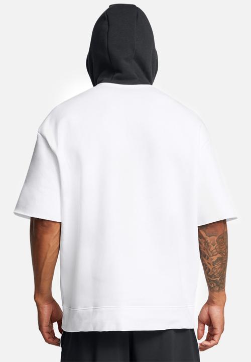 Under Armour - UA Project Rock Icon Fleece Short Sleeve BOH Hoodie - White & Black