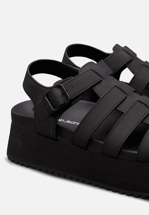 Calvin Klein - Platform buckle leather sandal - triple black