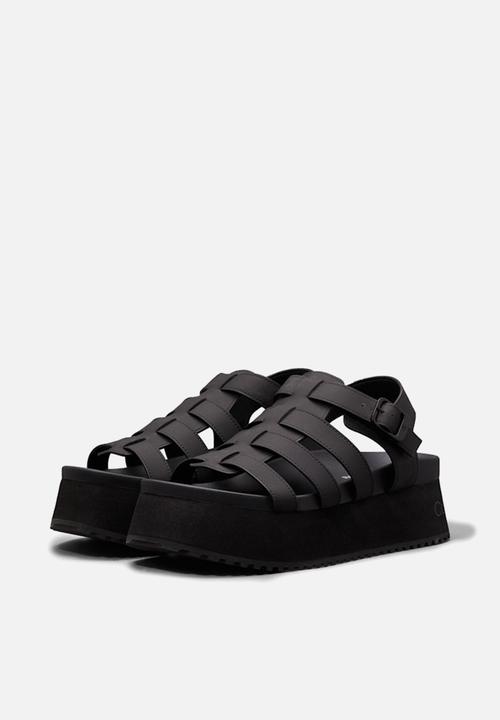 Calvin Klein - Platform buckle leather sandal - triple black