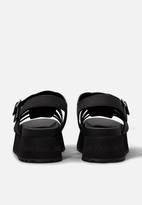 Calvin Klein - Platform buckle leather sandal - triple black