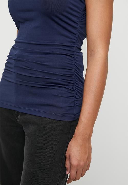 Superbalist - Power Shoulder Ruched Detail Tee - Navy