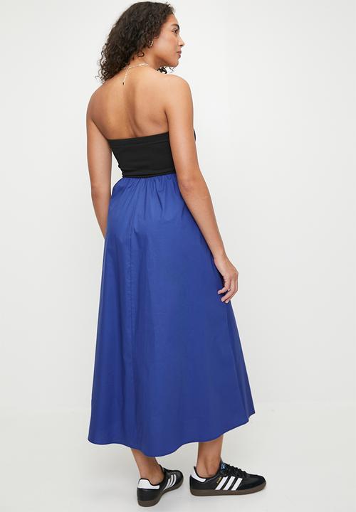 Superbalist - Bandeau strapless combo dress - black & cobalt