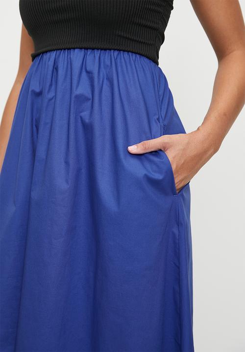 Superbalist - Bandeau strapless combo dress - black & cobalt
