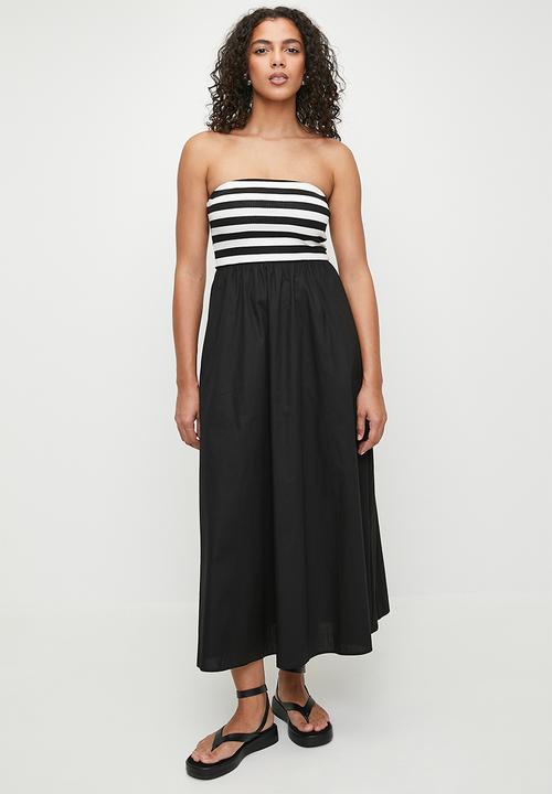 Superbalist - Bandeau strapless combo dress - stripe & black
