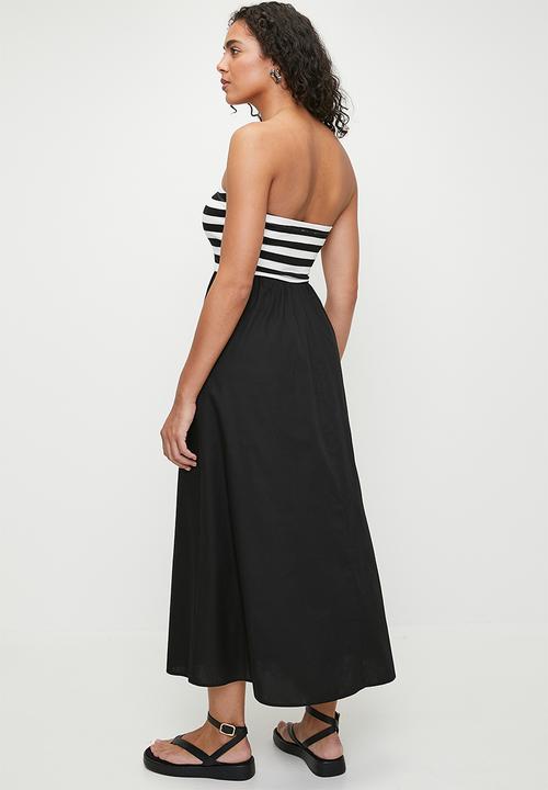 Superbalist - Bandeau strapless combo dress - stripe & black