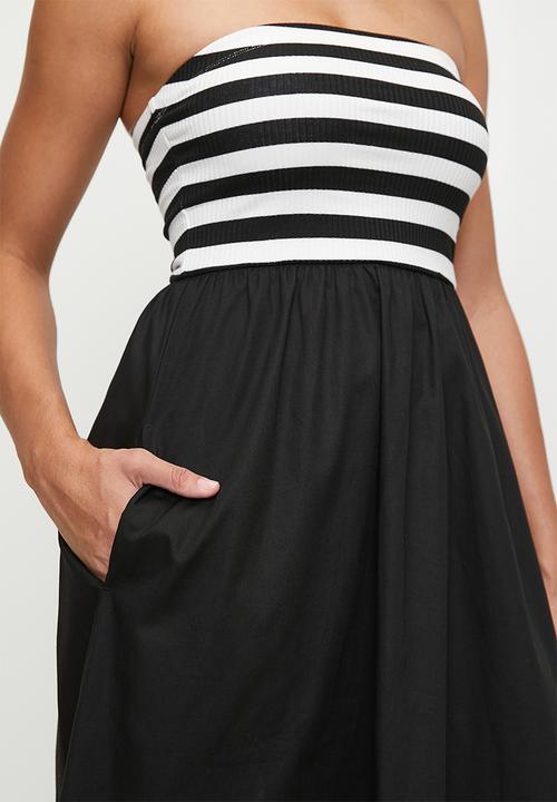 Superbalist - Bandeau strapless combo dress - stripe & black