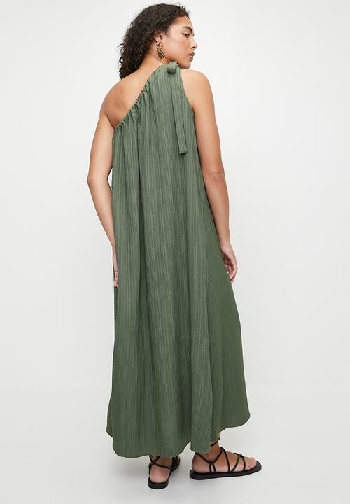 Superbalist - Linen Asym Trapeze Maxi Dress - Green