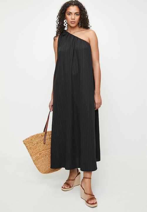 Superbalist - Linen Asym Trapeze Maxi Dress - Black