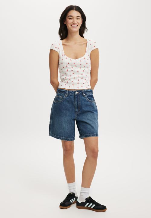 Cotton On - Relaxed Denim Short - Lunar Blue/Carpenter