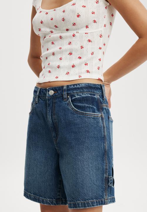 Cotton On - Relaxed Denim Short - Lunar Blue/Carpenter