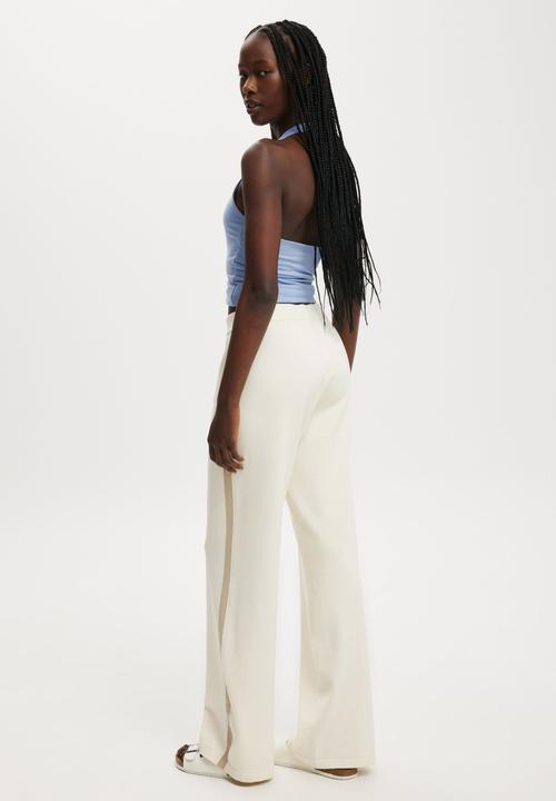Cotton On - Wide Leg Knit Pant - Porcelain/Mid Taupe Stripe