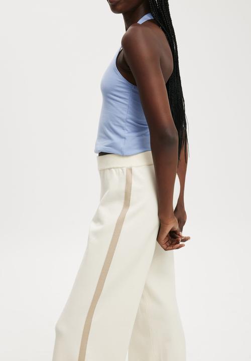 Cotton On - Wide Leg Knit Pant - Porcelain/Mid Taupe Stripe