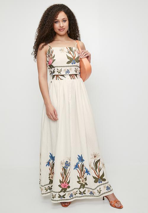 MILLA - Co-ord a-line maxi skirt -Delicate Botanical Double border