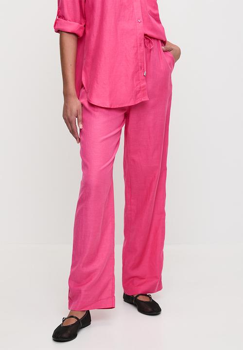 Me&B - Straight Leg Linen Pants - Pink