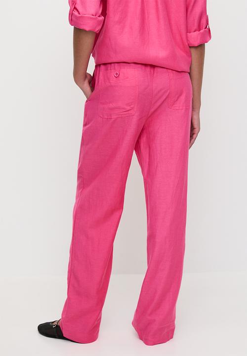 Me&B - Straight Leg Linen Pants - Pink