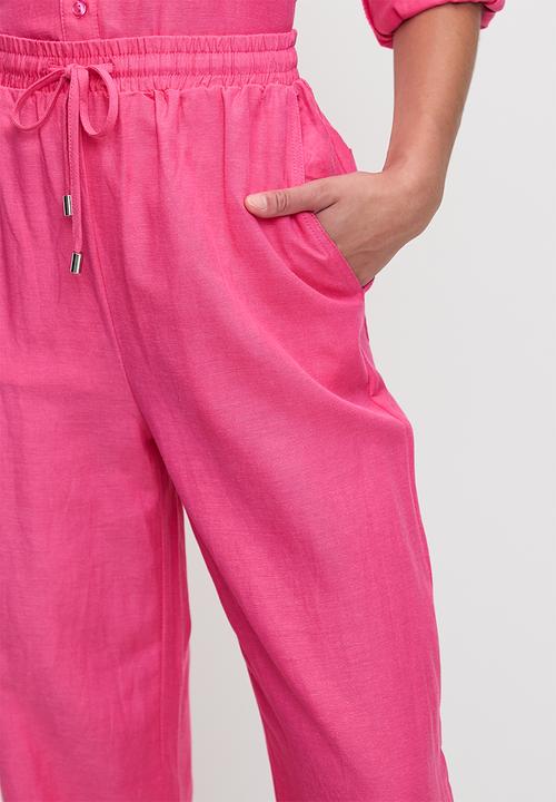 Me&B - Straight Leg Linen Pants - Pink