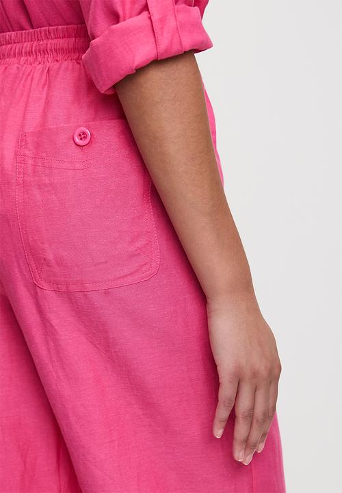 Me&B - Straight Leg Linen Pants - Pink