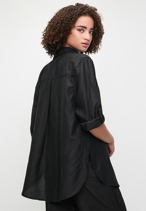 Me&B - Linen One Pocket Shirt  - Black