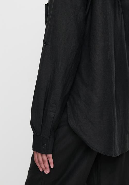 Me&B - Linen One Pocket Shirt  - Black
