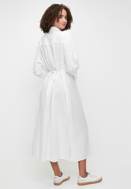 Me&B - Linen Tunnel Shirt Dress - White