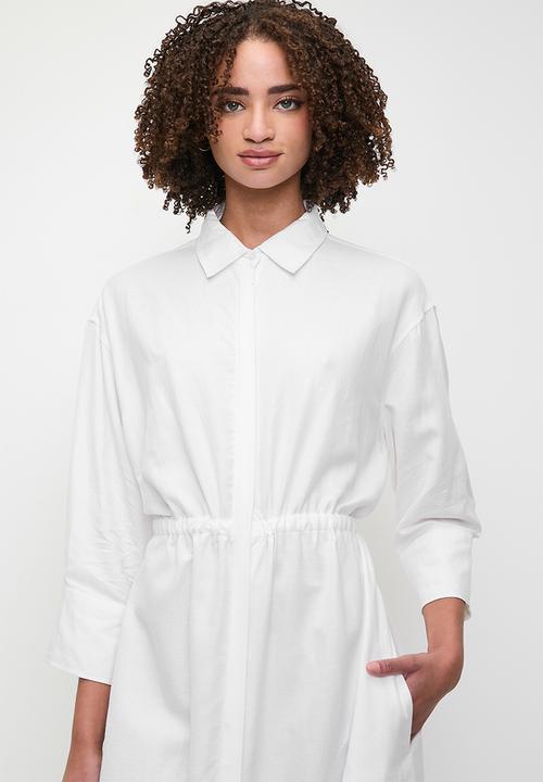 Me&B - Linen Tunnel Shirt Dress - White