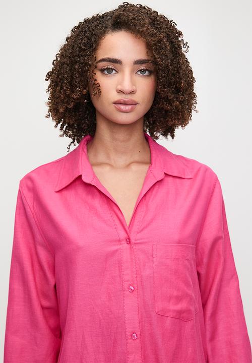 Me&B - Linen One Pocket Shirt  - Pink