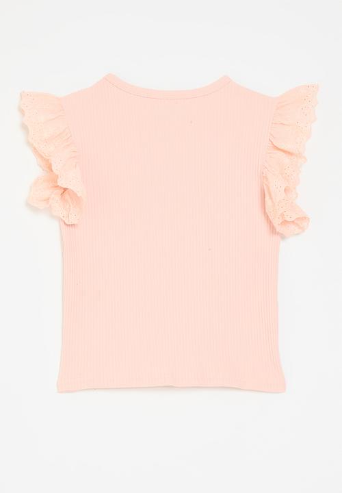 Pop Candy - Frilled angliase sleeve tee - pink