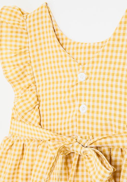 Pop Candy - Frilled gingham dress - yellow