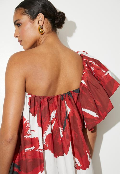 VELVET - Statement Trapeze Maxi - Hand Drawn Red Macro Floral 