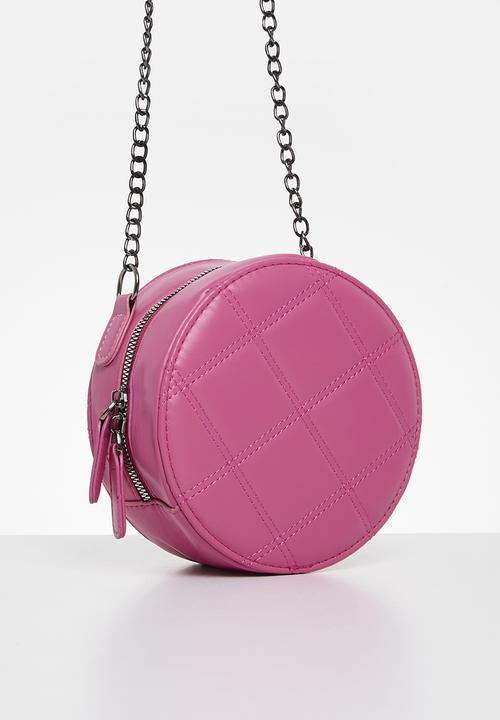 Pop Candy - Quilted round shoulder bag - neon pink