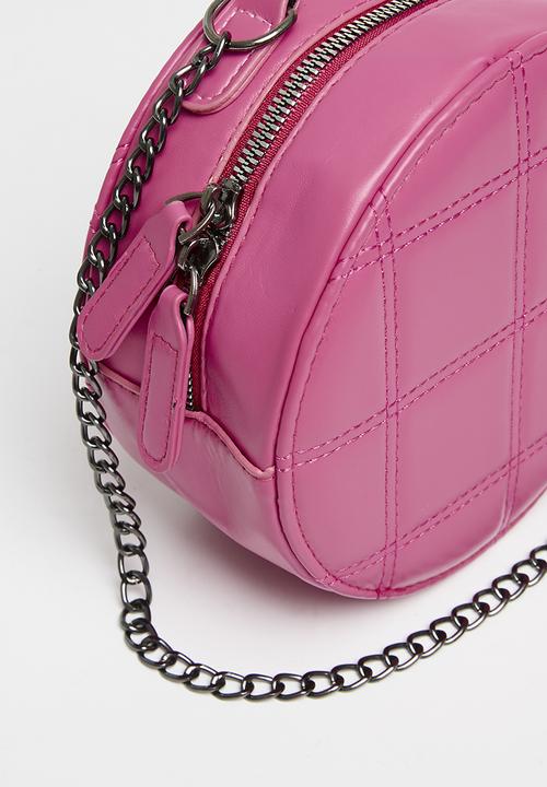 Pop Candy - Quilted round shoulder bag - neon pink