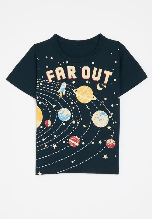 Pop Candy - Far out print tee-navy blue